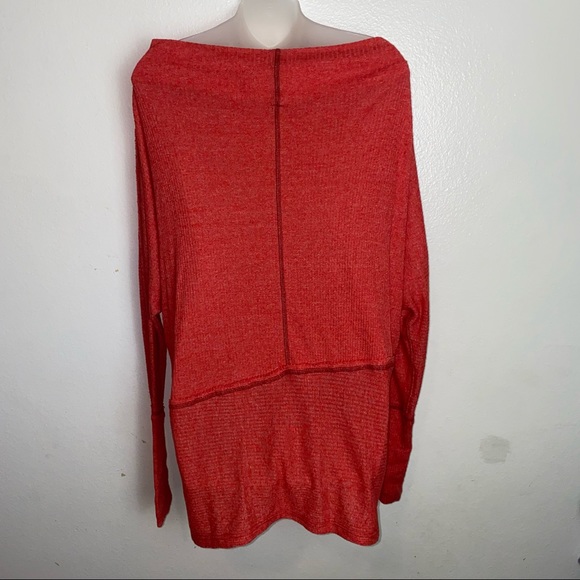 We The Free Londontown red long sleeve ribbed asymmetrical hem thermal - Picture 9 of 11